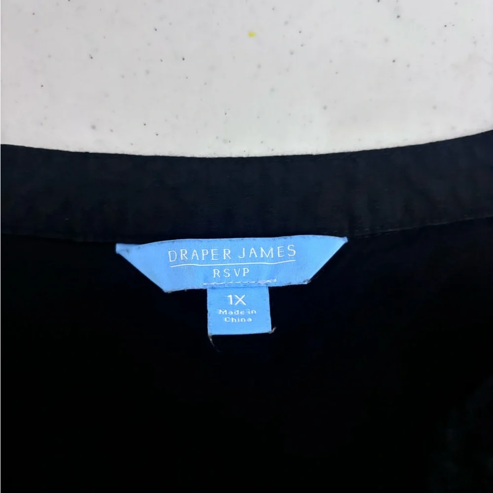 Draper James RSVP Black Embroidered Puff Sleeve Tie Waist Dress Size 1X - Picture 4 of 9